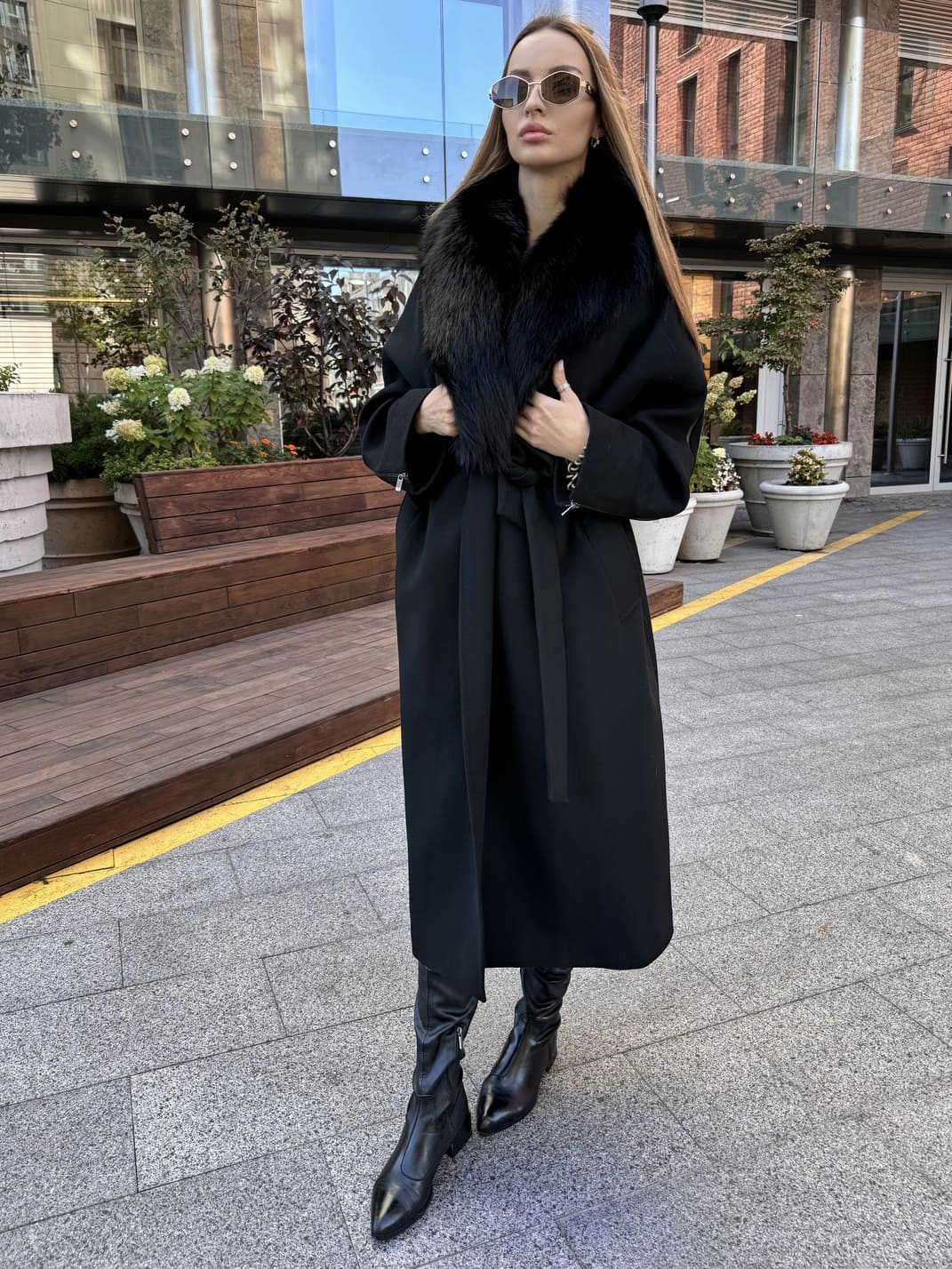 Пальто кашемир песец Manto Black