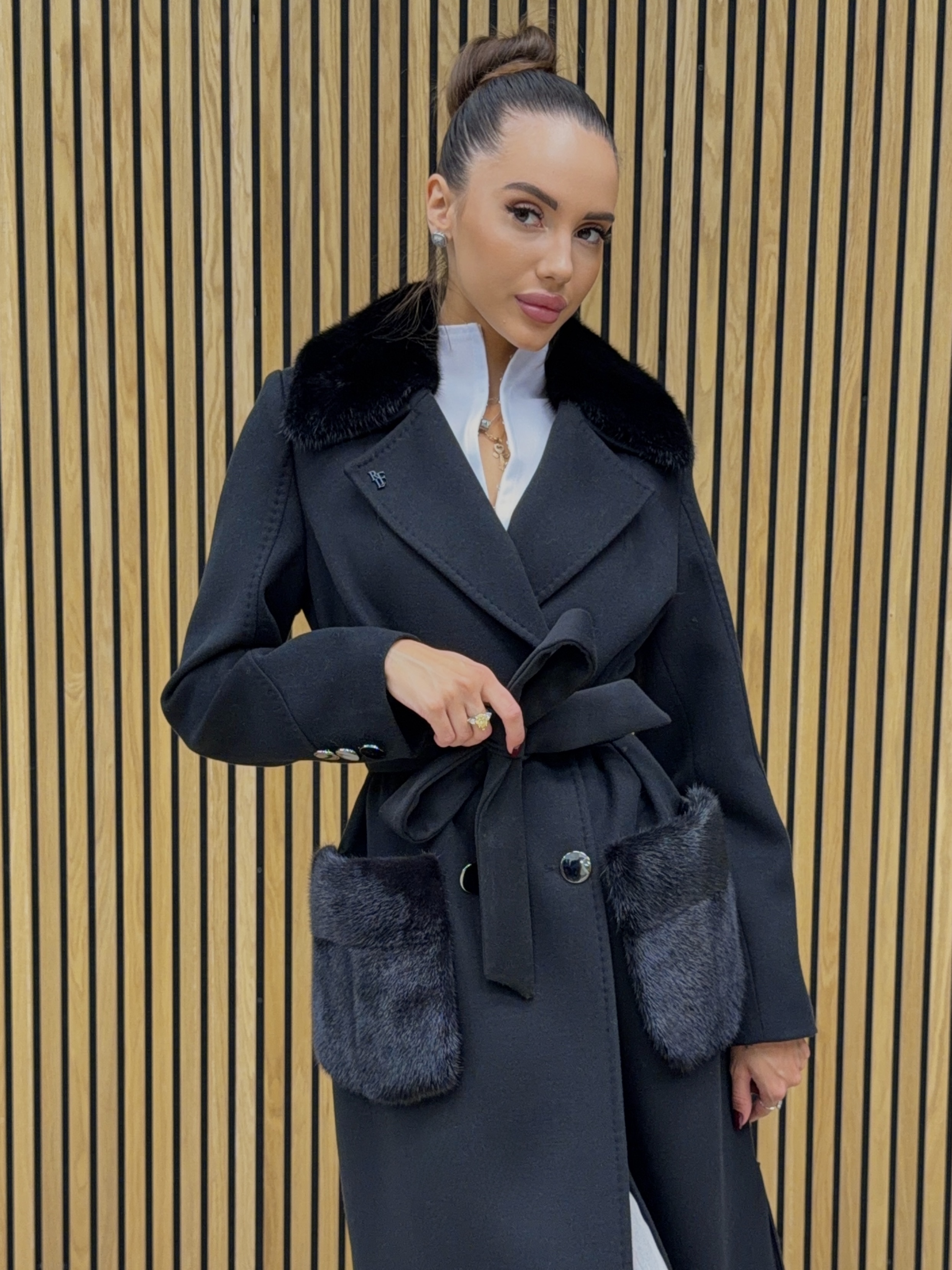 Пальто кашемир норка Black Mink