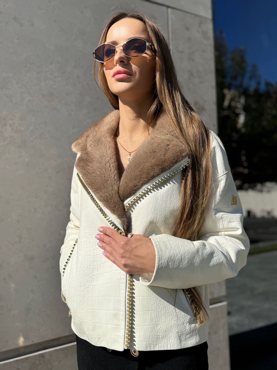 Куртка шкіра норка White