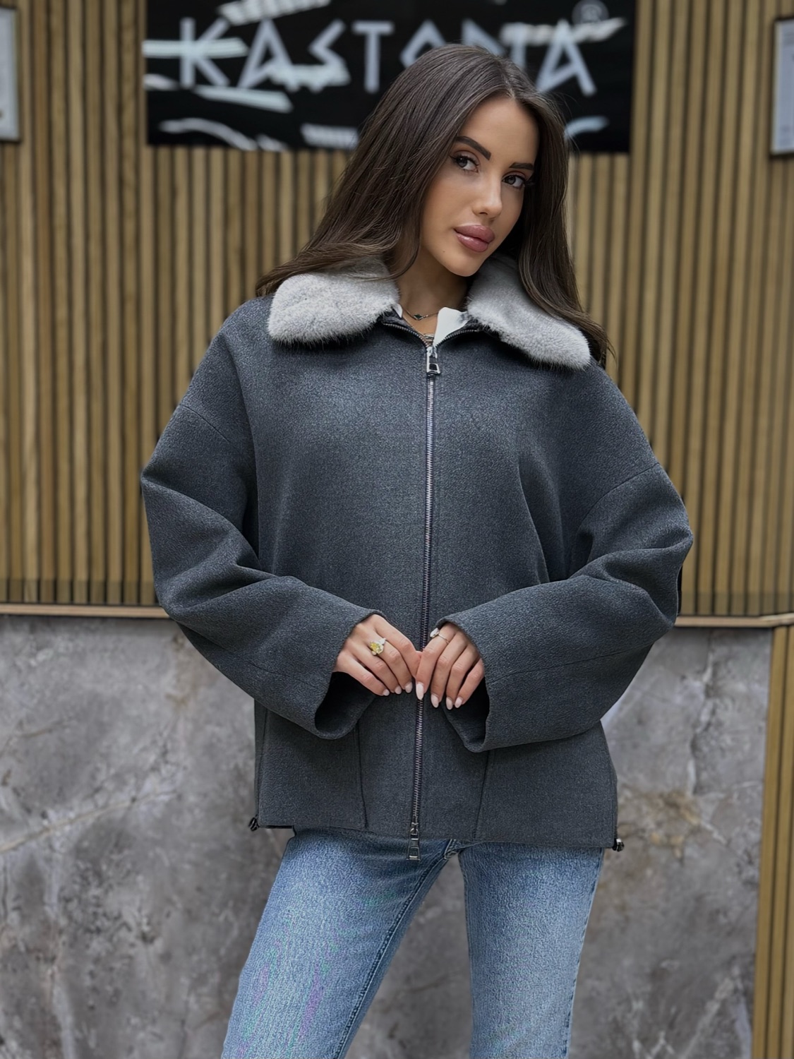 Пальто кашемир норка Grey