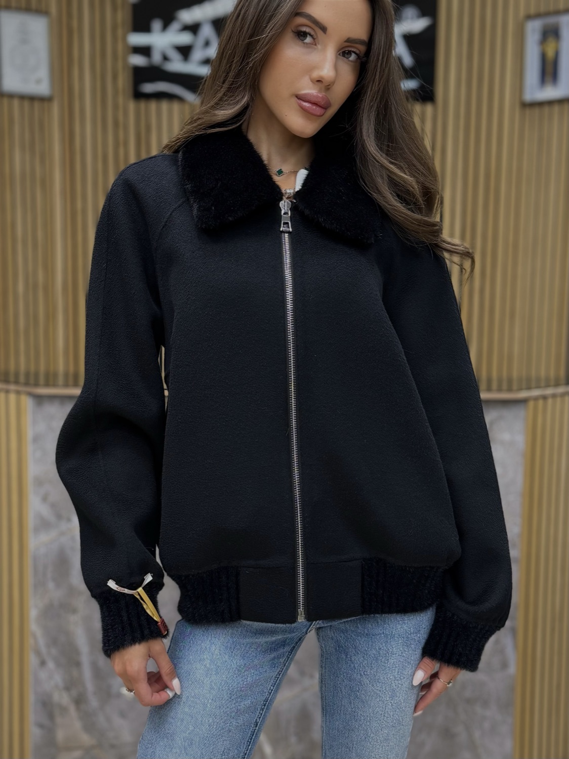 Бомбер норка Alpaca black