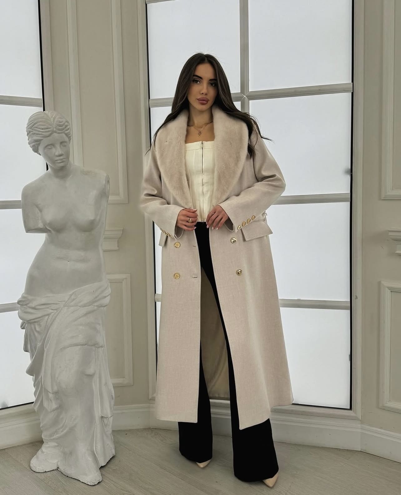 Пальто норка Beige