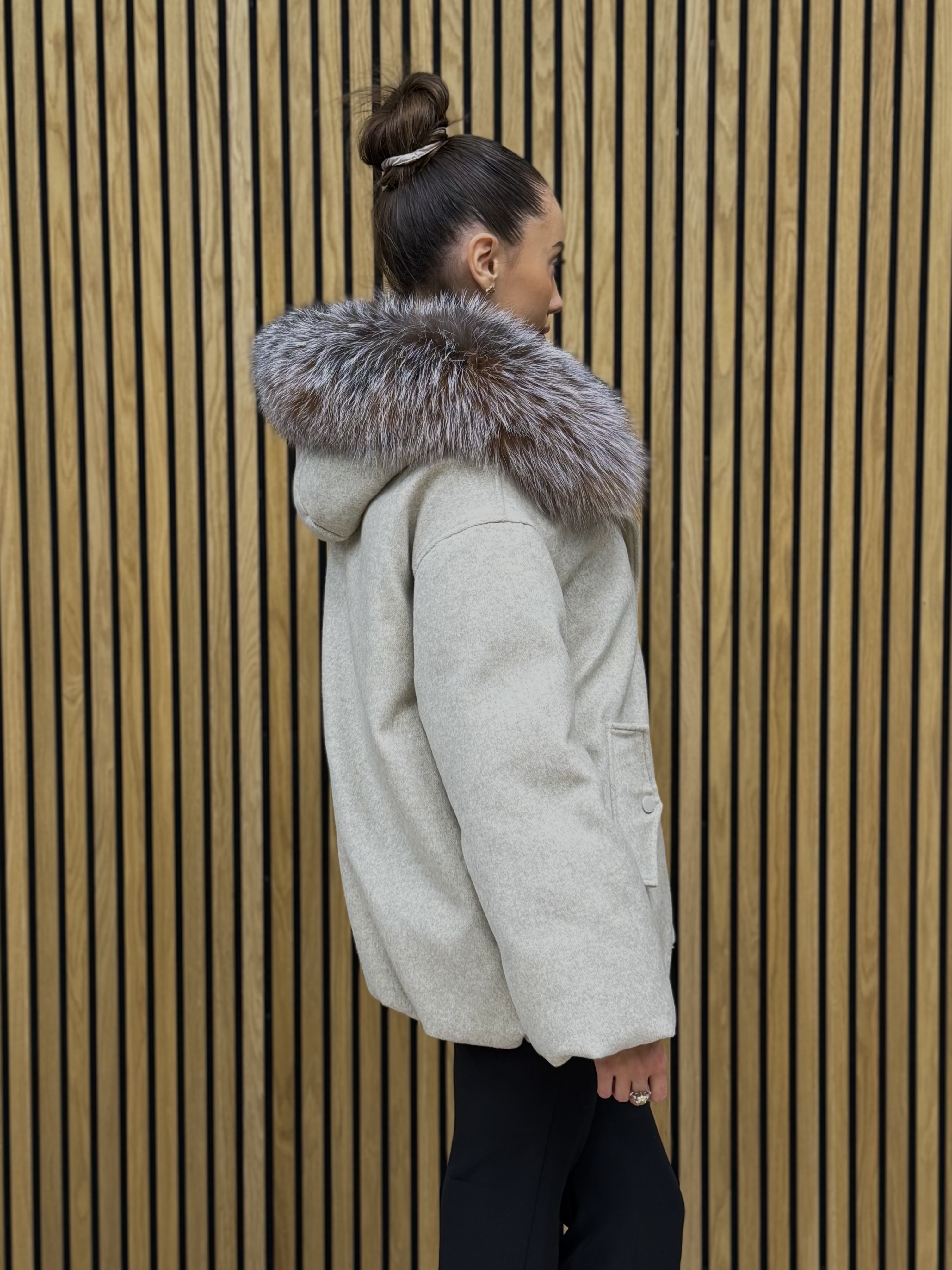 Парка кашемир енот Beige — фото 2